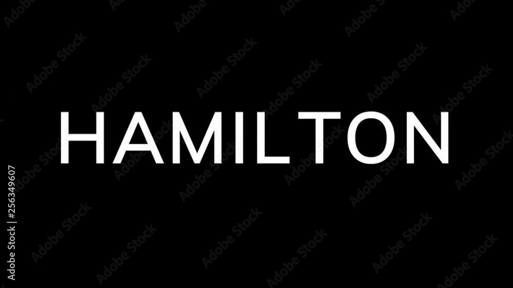 From the Glitch effect arises capital name HAMILTON. Then the TV turns off. Alpha channel Premultiplied - Matted with color black From the Glitch effect arises capital name HAMILTON. Then the TV turns off. Alpha channel Premultiplied - Matted with color black