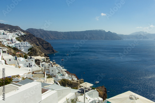 View of sea with the island of Santorini