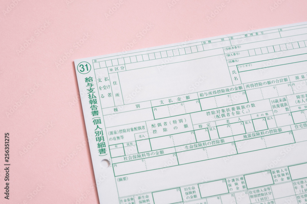 写真素材: 給与支払報告書　経理　法定調書