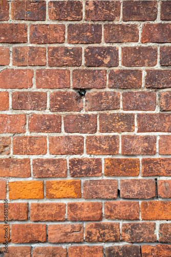 Texture of old red brick masonry