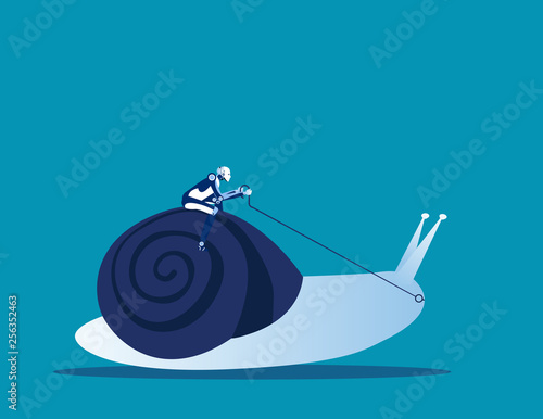 Robot ride snail. Concept business vector, Animal, Robotic, Technology