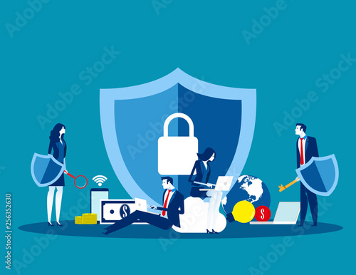 Technology security. Concept business vector, Data security, Internet, Programming.