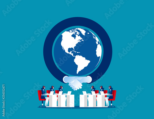 Global communication. Concept business vector, Team, Counsel, Corporation.