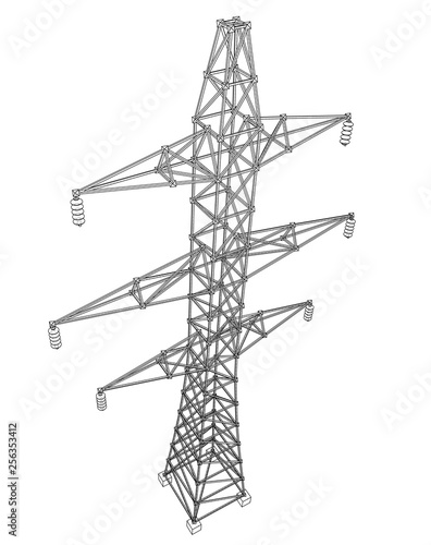 Electric pylon or electric tower concept. Vector