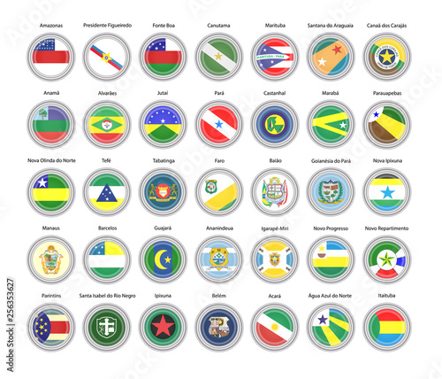 Set of vector icons. Flags of Amazonas and Para states, Brazil. 3D illustration.    photo