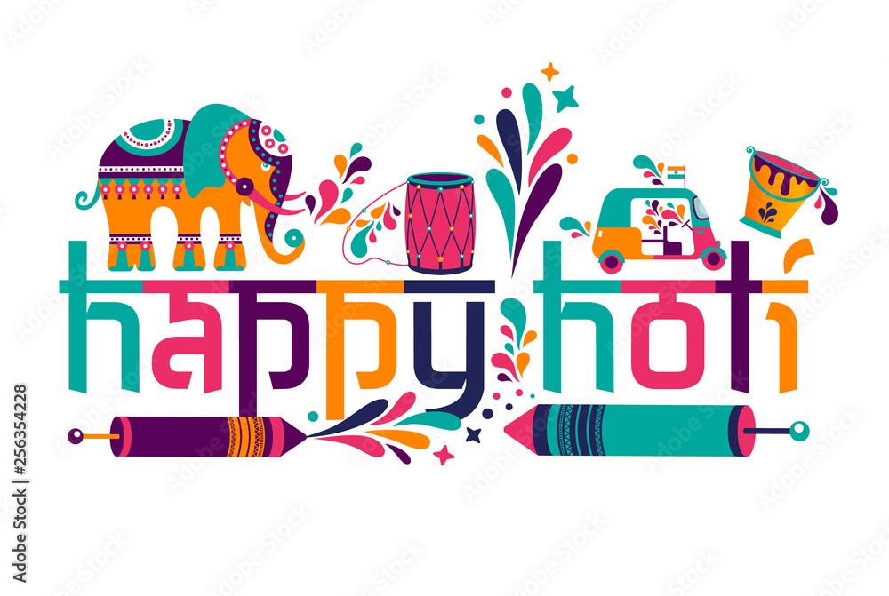 Fototapeta premium Happy holi elementy wektorowe dla projektu karty, projekt Happy holi z kolorową ikoną.