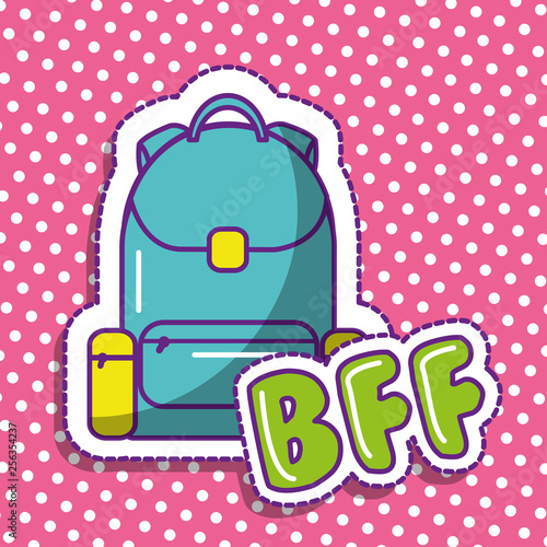 bff cute backpack school dots background design