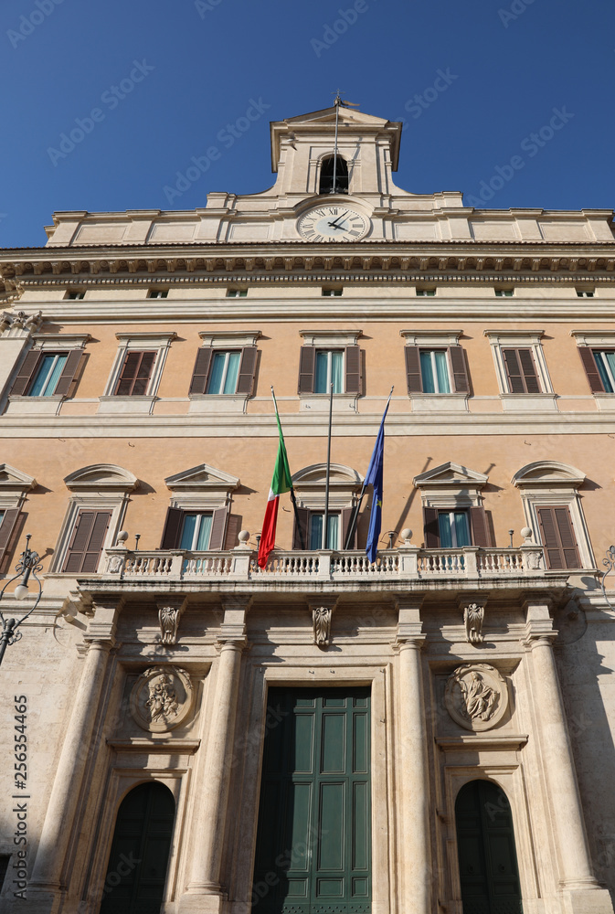 Entrance to the Montecitorio Palace in Rome Italy  headquarter o