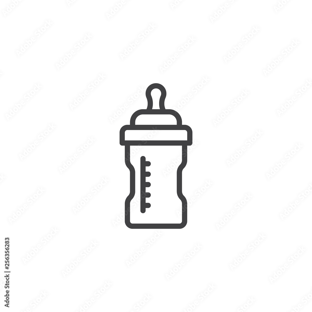 Baby milk bottle line icon. linear style sign for mobile concept and web design. Feeding bottle outline vector icon. Symbol, logo illustration. Pixel perfect vector graphics Baby milk bottle line icon. linear style sign for mobile concept and web design. Feeding bottle outline vector icon. Symbol, logo illustration. Pixel perfect vector graphics