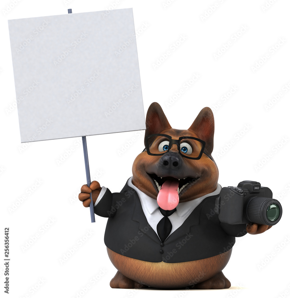 Obraz premium Fun german shepherd dog - 3D Illustration