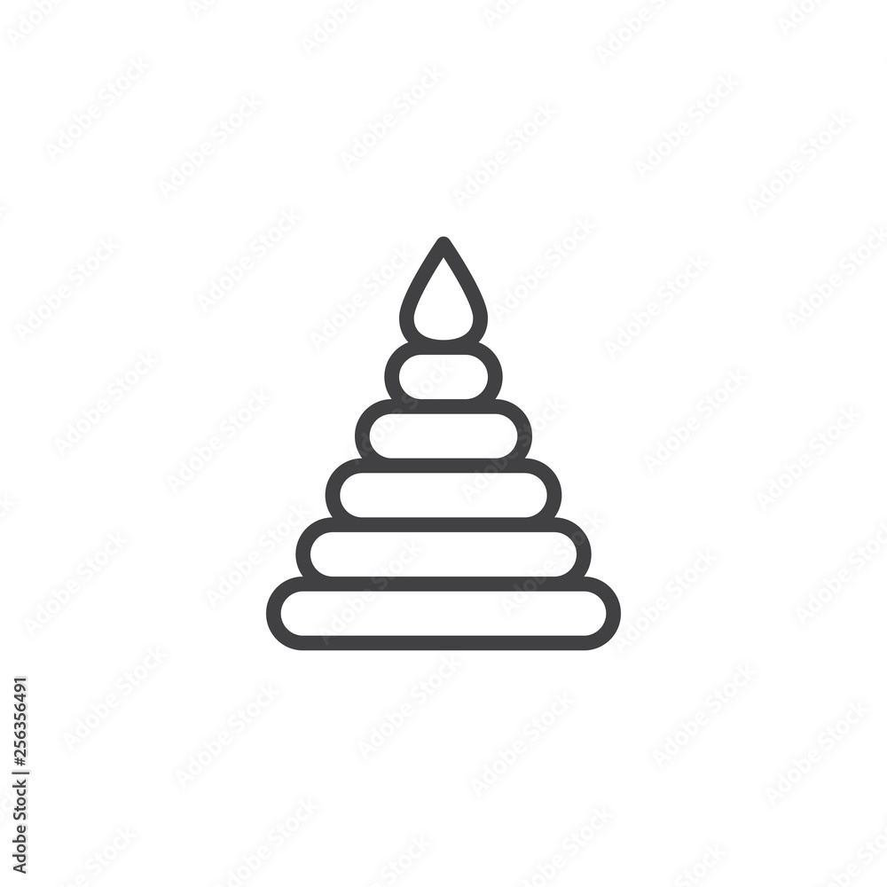Baby pyramid toy line icon. linear style sign for mobile concept and web design. Tower stacking toy outline vector icon. Symbol, logo illustration. Pixel perfect vector graphics Baby pyramid toy line icon. linear style sign for mobile concept and web design. Tower stacking toy outline vector icon. Symbol, logo illustration. Pixel perfect vector graphics