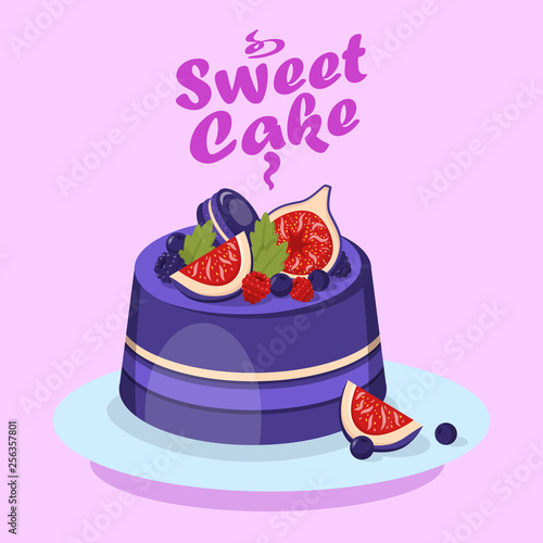 Delicious Berry Cake Cartoon Social media Banner
