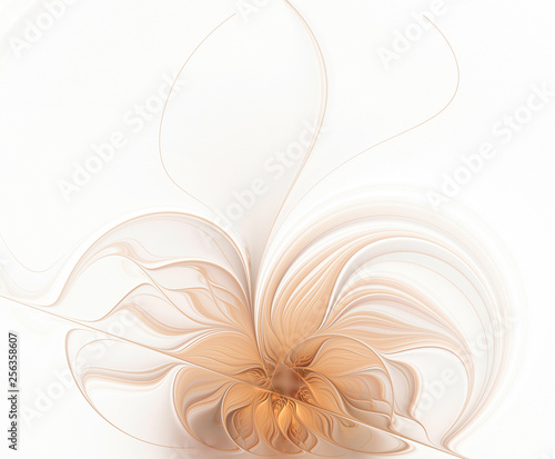 Abstract fractal golden beige flower on white background. Fantasy © svetlanass13