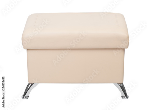 Beige rectangular pouf with legs