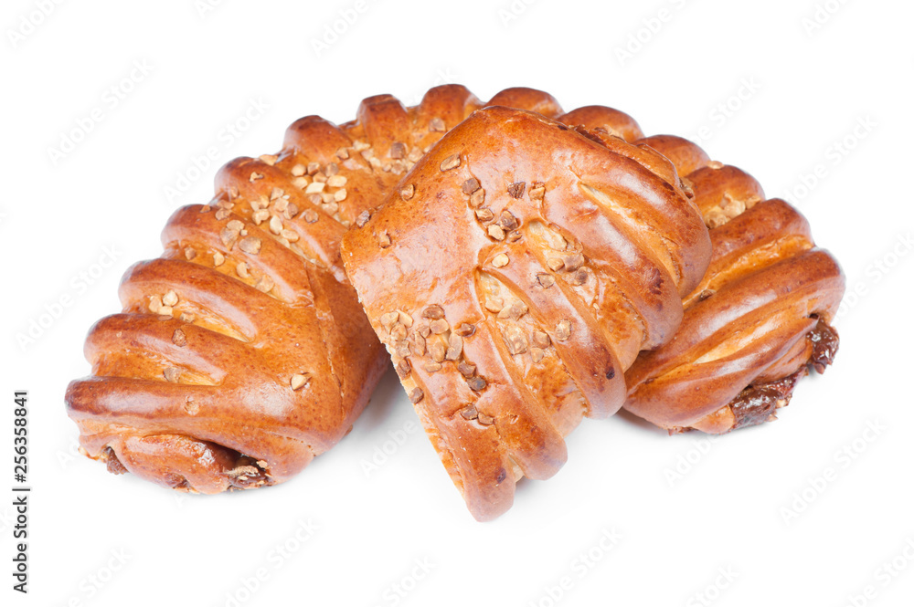 Fresh baked bun with crushed walnut Fresh baked bun with crushed walnut