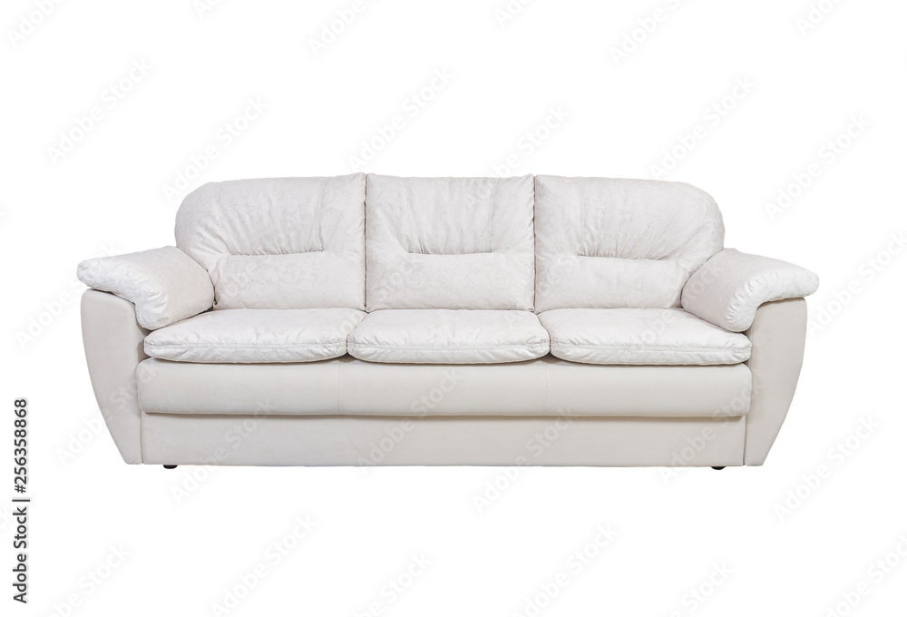 White leather sofa isolated on white with clipping path White leather sofa isolated on white with clipping path