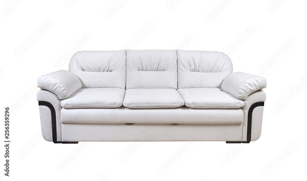 White leather sofa isolated on white with clipping path White leather sofa isolated on white with clipping path