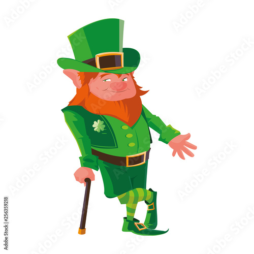 saint patrick lemprechaun with cane character