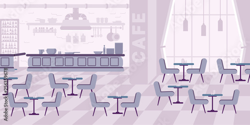 Restaurant interior flat vector color illustration