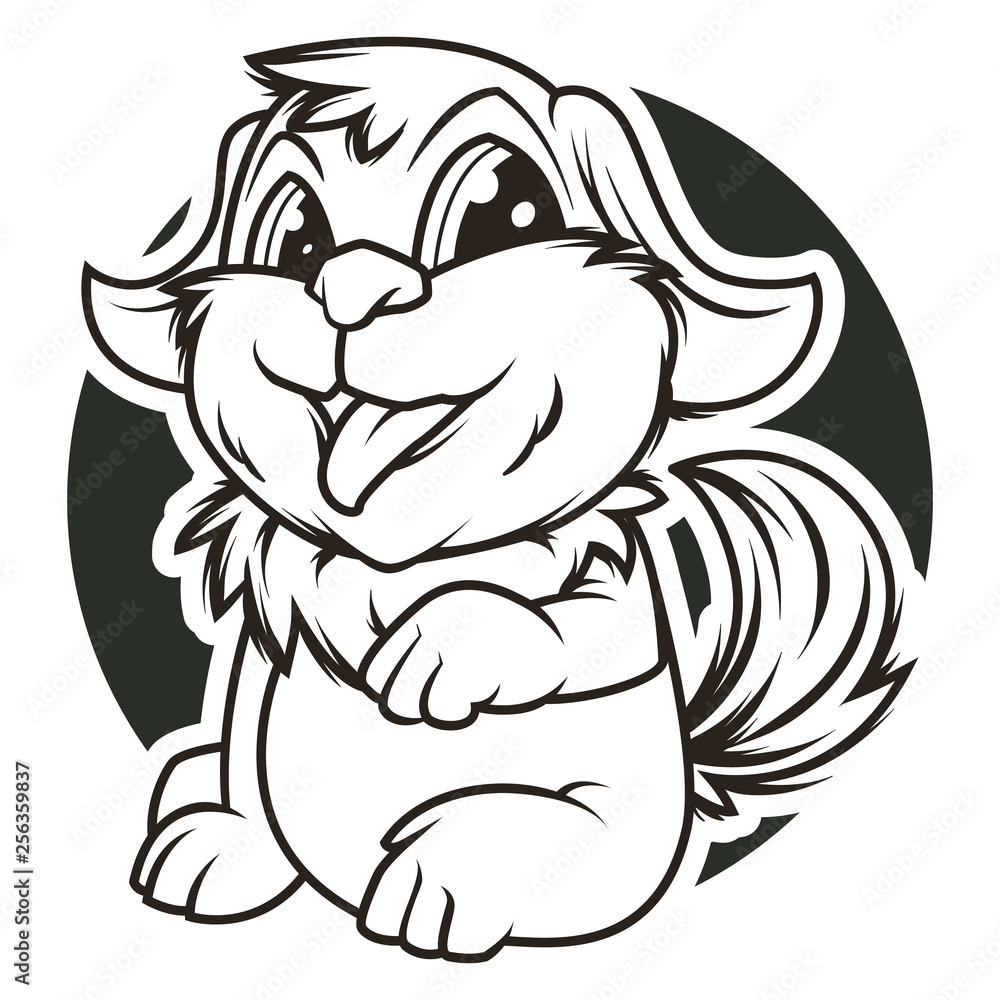 Obraz premium funny dog black and white vector illustration