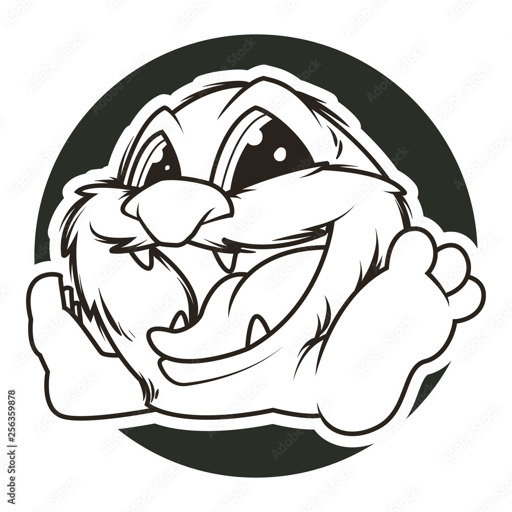 Obraz premium funny monster black and white vector illustration