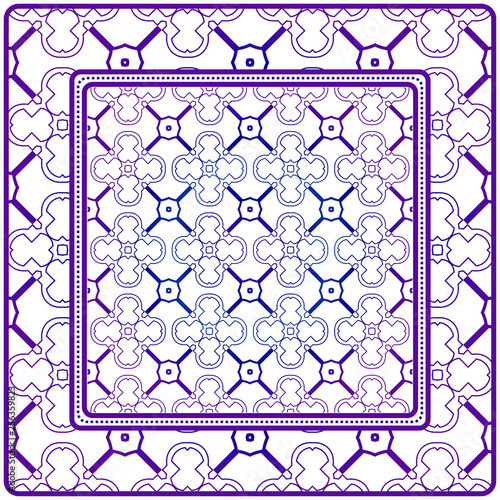 Geometric Pattern. Vector Illustration. For Fabric, Textile, Bandana, Scarg, Print. Purple gradient color