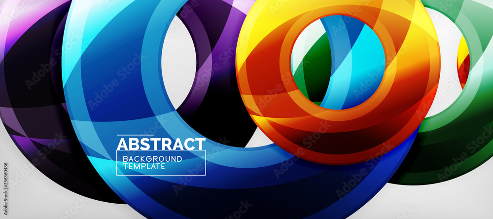 Modern geometric circles abstract background, colorful round shapes with shadow effects Modern geometric circles abstract background, colorful round shapes with shadow effects