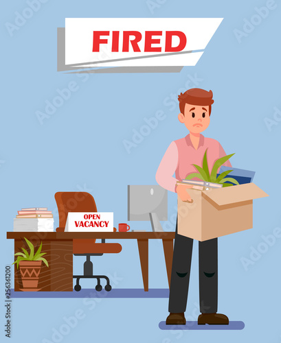 Office Worker Got Fired Flat Vector Illustration