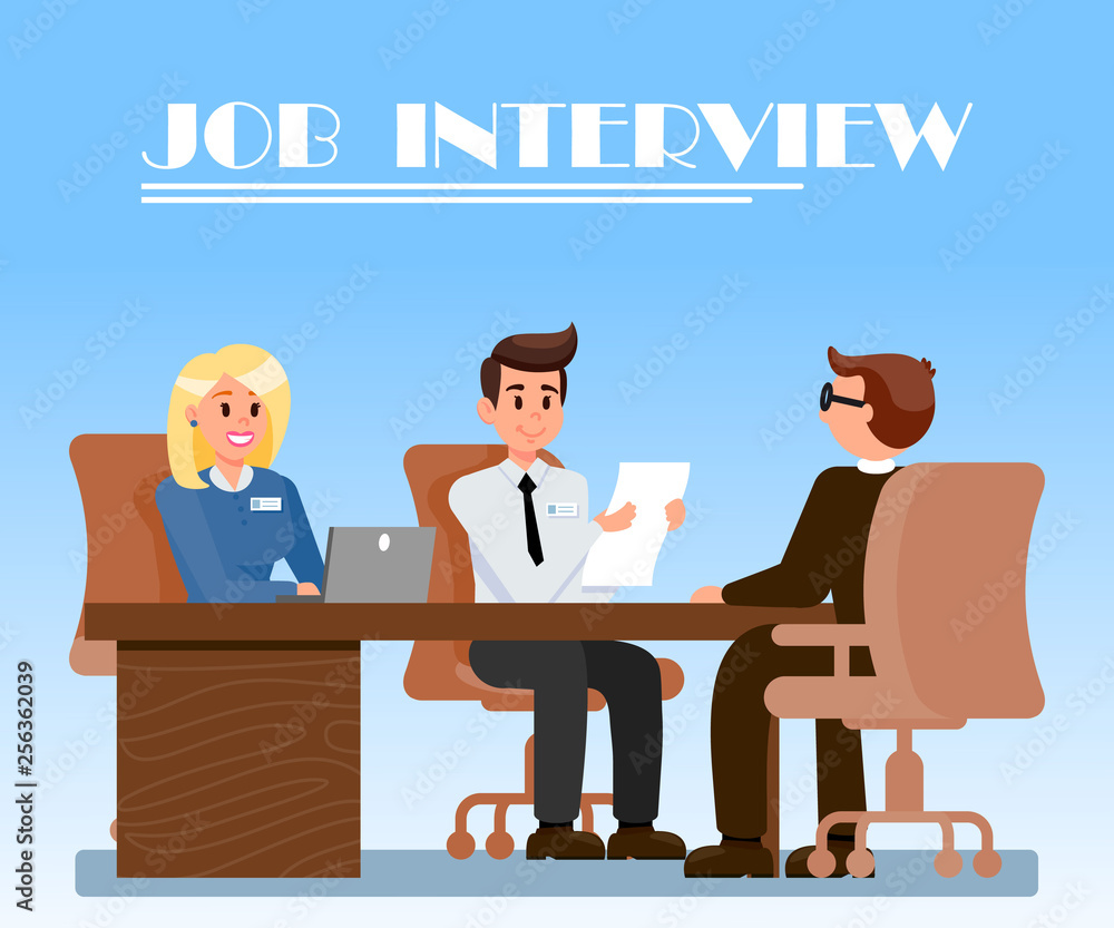 Job Interview in Office Flat Vector Illustration