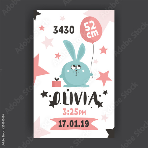 Baby Shower poster template. Newborn metrics