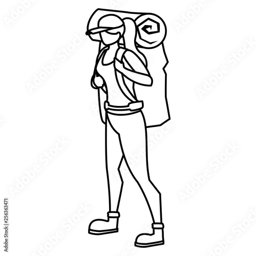 adventurous woman with travelbag