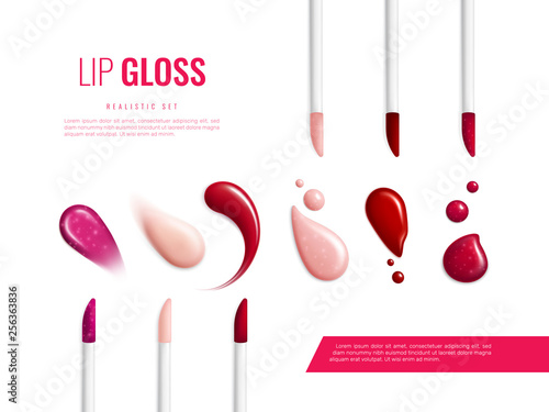 Lip Gloss Smears Color Realistic Banner