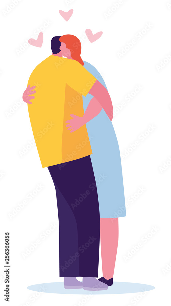 Couple hug illustration isolated on white background. Vector illustration in a flat cartoon style Couple hug illustration isolated on white background. Vector illustration in a flat cartoon style