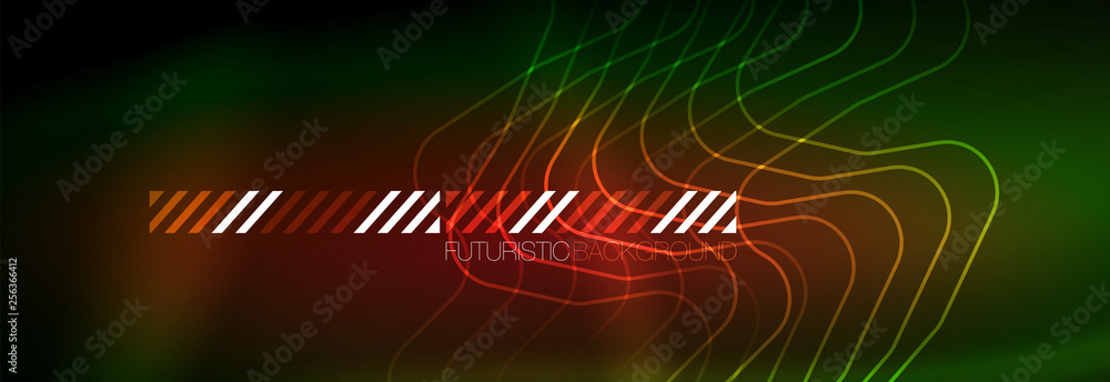 Fototapeta premium Shiny neon lights background, techno design, modern wallpaper for your project