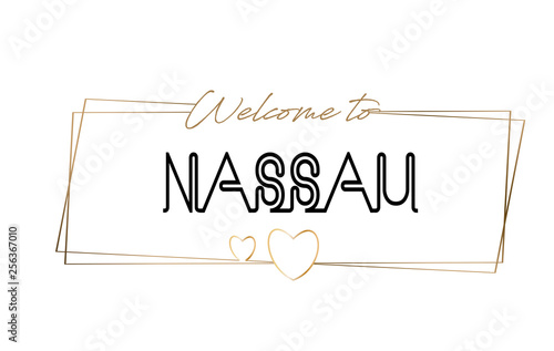 Nassau Welcome to text Neon lettering typography. Word for logotype, badge, icon, postcard, logo, banner Vector Illustration.