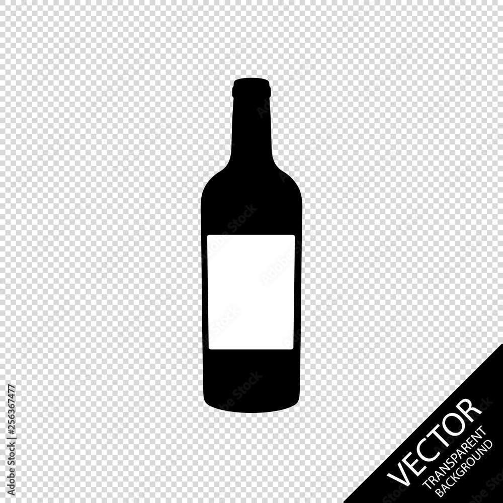 Bottle Of Wine - Vector Illustration - Isolated On Transparent Blackground Bottle Of Wine - Vector Illustration - Isolated On Transparent Blackground
