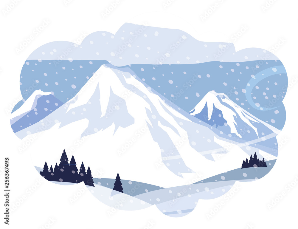 Fototapeta premium góry z lasami sosnowymi snowscape scena