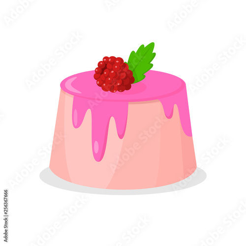Delicious Cake with Raspberry Vector Illustration