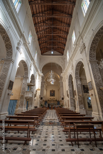 Lecce, Puglia, Italy - Inside interior of the church Arciconfraternita Maria Ss. Addolorata. Catholic roman church (chiesa). A region of Apulia