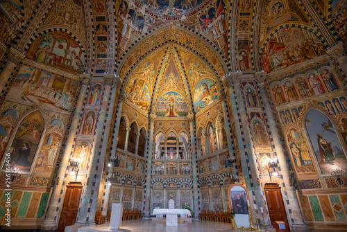 Lecce, Puglia, Italy - Inside interior of the church Parish of St. Anthony of Fulgentius (Chiesa Sant Antonio a Fulgenzio). Amazing beautiful painted ceiling