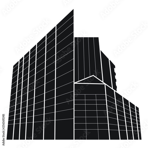 Modern building. Black emblem