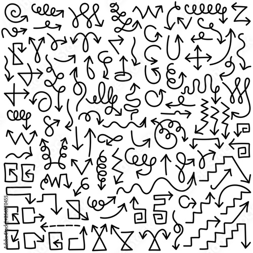 large collection of different arrows felt pen black