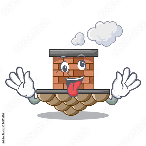 Crazy brick chimney next the cartoon roof