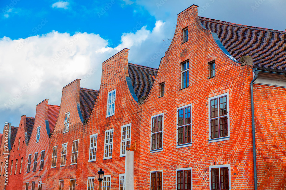 traditional red bricks houses in Dutch quarter in Potsdam