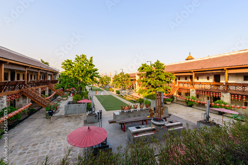 high view of Chinese architecture art building photo