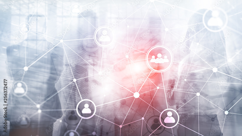 Double exposure people network structure HR - Human resources management and recruitment concept Double exposure people network structure HR - Human resources management and recruitment concept