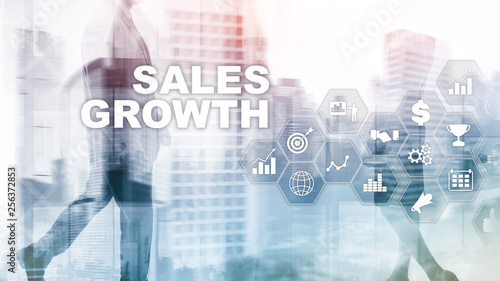 Chart growth concept. Sales increase, marketing strategy. Double exposure with business graph © Funtap