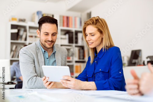 Group of business people working as team in office