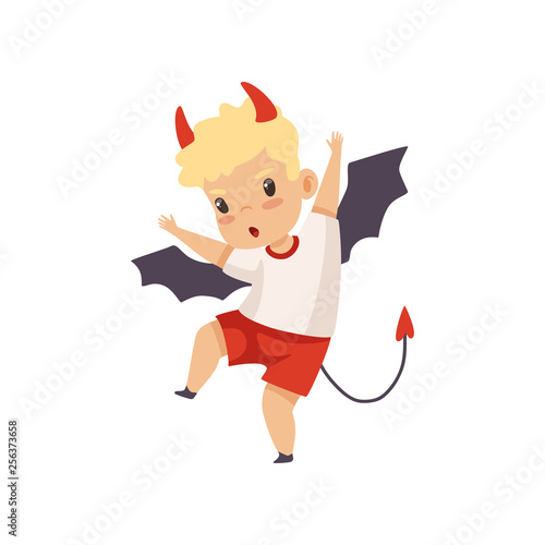 Cute Boy Devil, Naughty Kid, Bad Child Behavior Vector Illustration