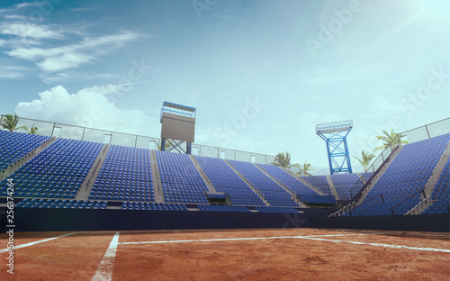 Professional tennis court 3-D. © VIAR PRO studio